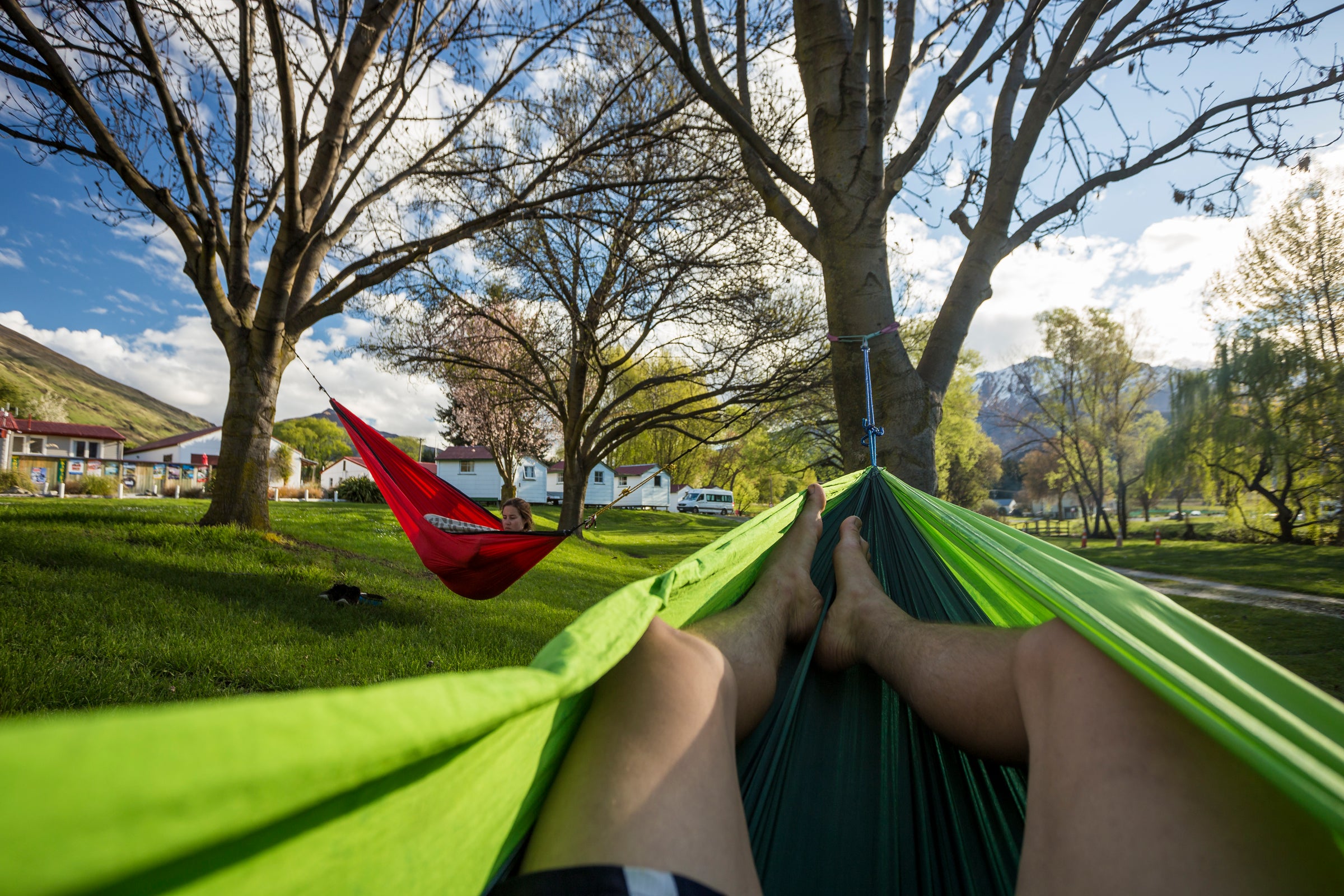 Relaxing in a hammock