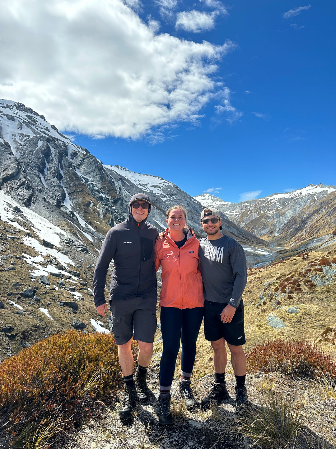 Hiking above the snow line in New Zealand