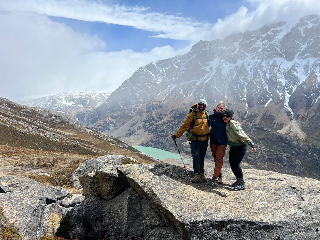 Students hiking to a view point cliff top in Patagonia