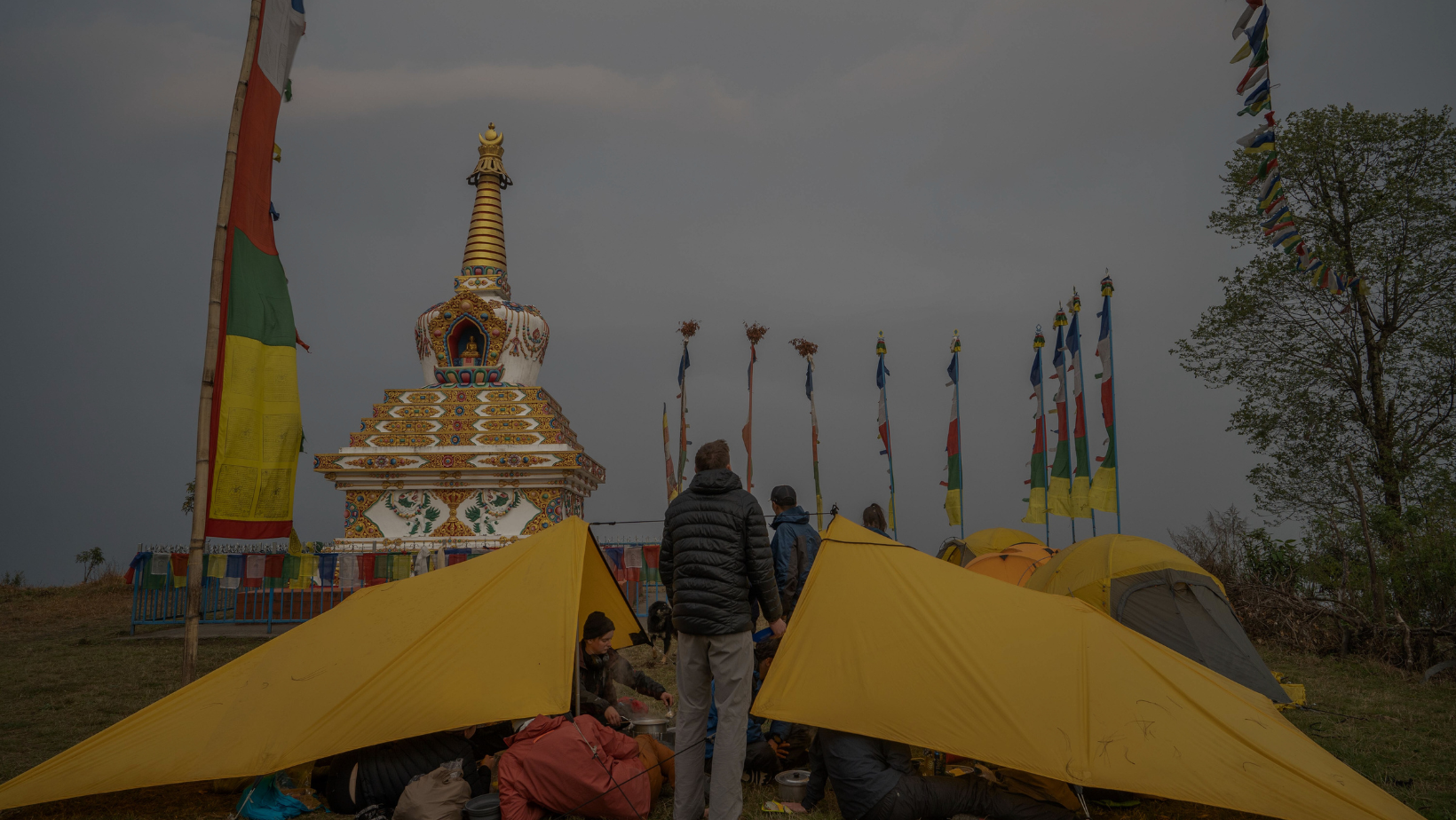 Camping under the temples in Nepal