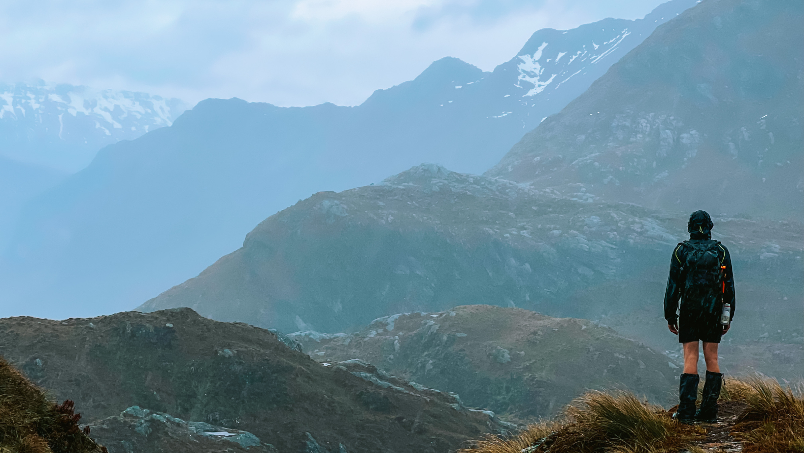 Hiker over looking the valley