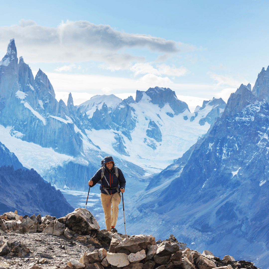 Hiking with views of Fitz Roys Patagonia Pure Exploration