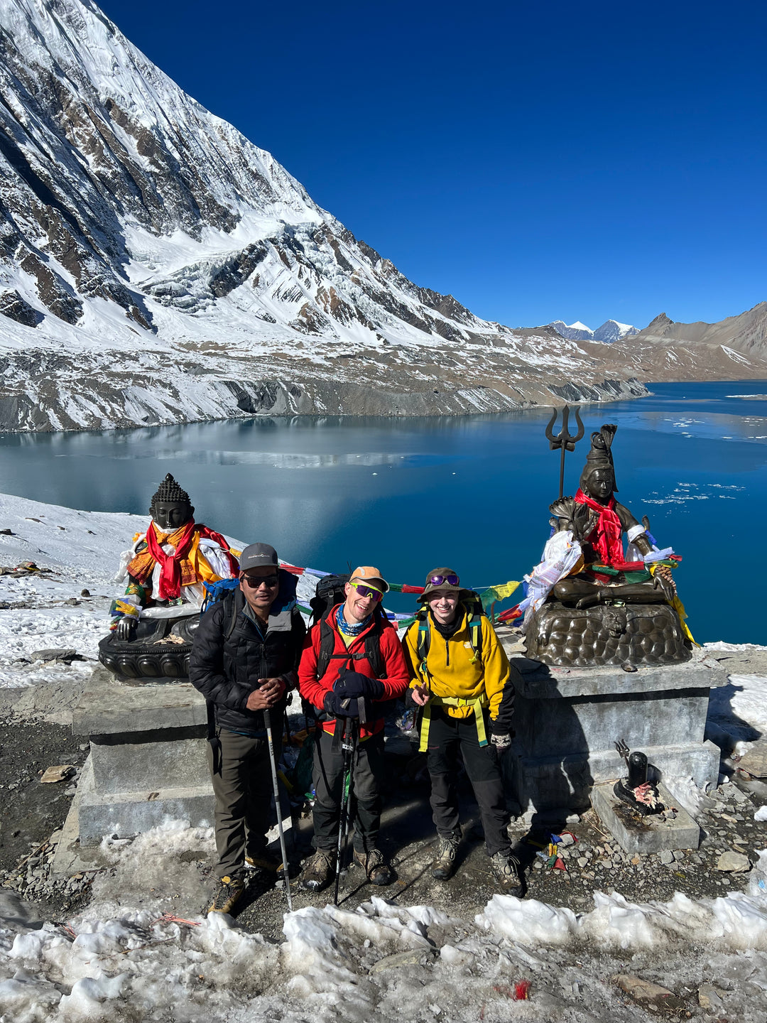 Nepal Hikers at an alpine lake