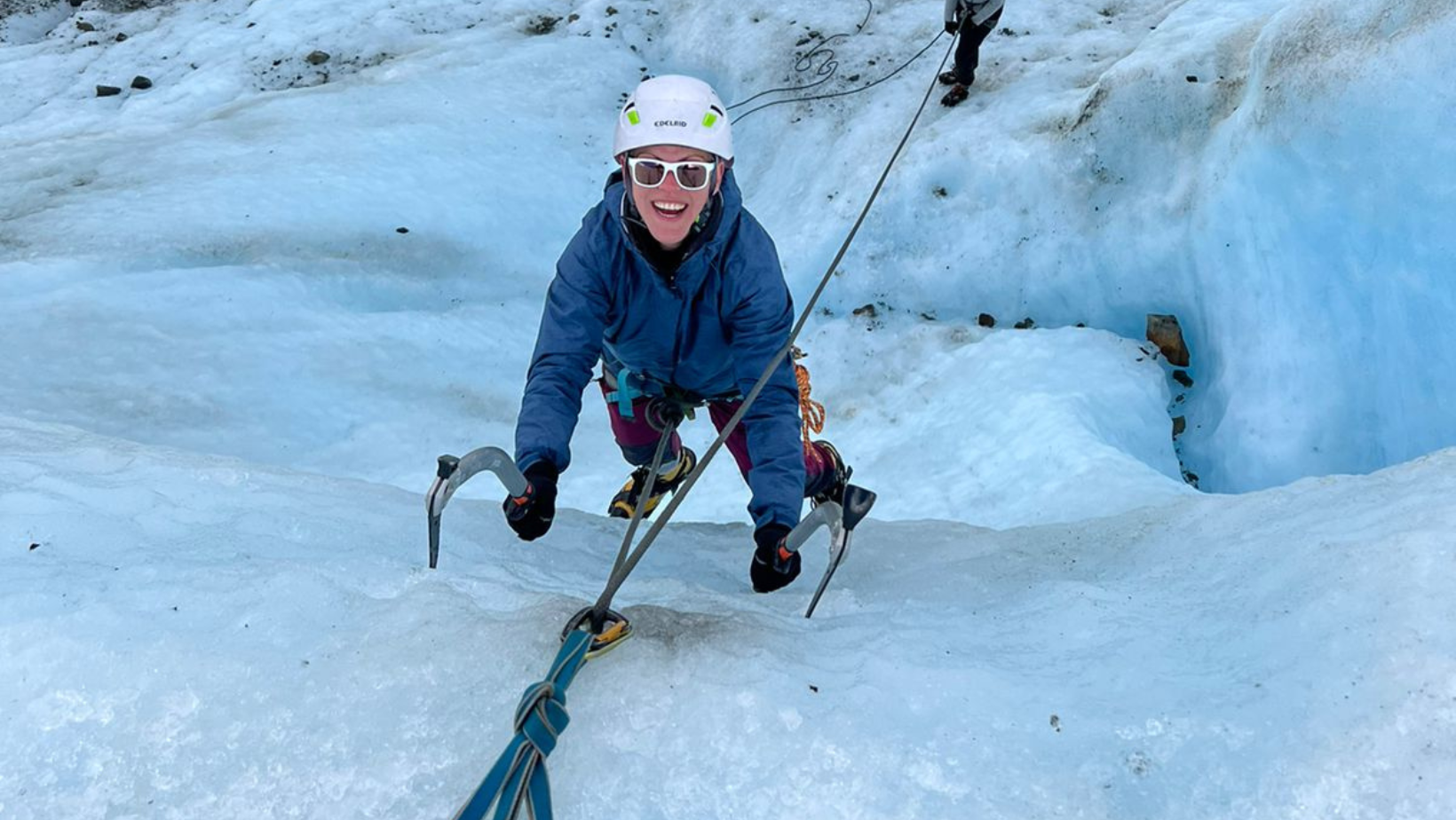 Student ice Climbing in Patagonia on Marconi Glacier