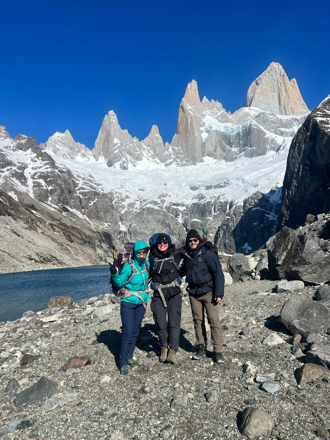Hikers in front Fitz Roy Patagonia